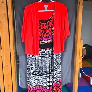 Plus size sleeveless dress with matching cover